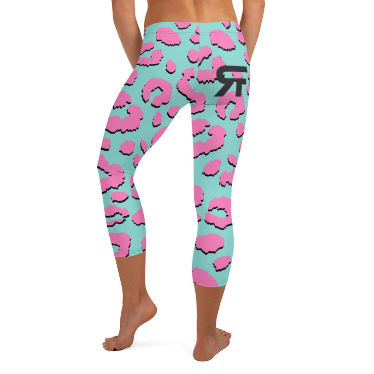 Capri Leggings - Jaguar Blue/ Pink - Party Animals