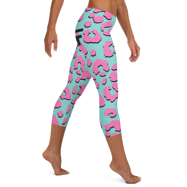 Capri Leggings - Jaguar Blue/ Pink - Party Animals