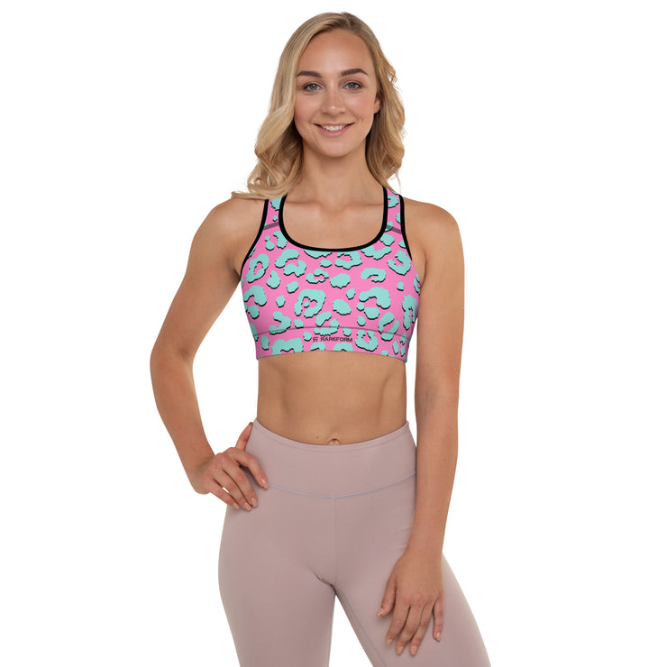 Padded Sports Bra - Jaguar - Pink/Blue - Party Animals