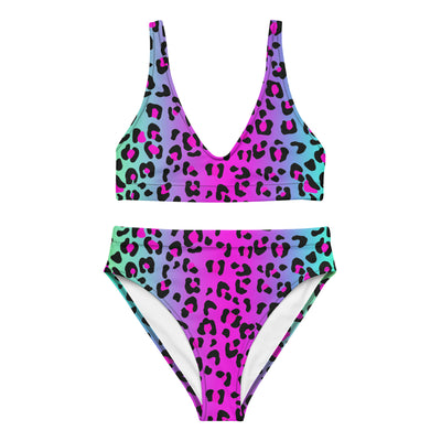 Recycled high-waisted bikini - Electric Leopard - Party Animals