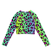 Recycled long-sleeve crop top - Electric Leopard - Party Animals