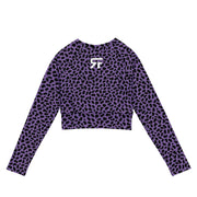 Recycled long-sleeve crop top - Leopard Print Purple - Party Animals