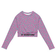 Recycled long-sleeve crop top - Jaguar - Pink/Blue - Party Animals