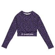 Recycled long-sleeve crop top - Leopard Print Purple - Party Animals