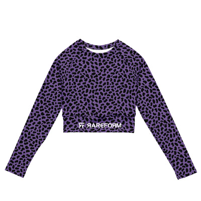 Recycled long-sleeve crop top - Leopard Print Purple - Party Animals