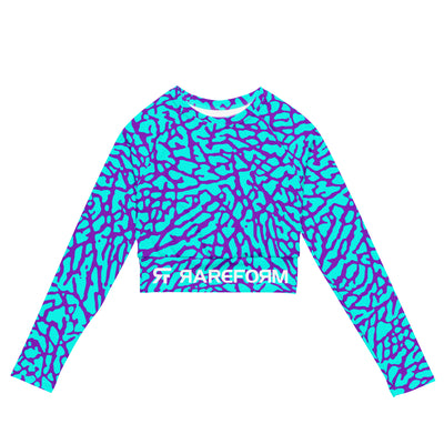 Recycled long-sleeve crop top - Elephunk - Blue/Purple - Party Animals