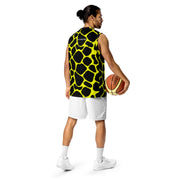 Recycled unisex basketball jersey Giraffitti - Black/Yellow - Party Animals