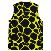 Recycled unisex basketball jersey Giraffitti - Black/Yellow - Party Animals