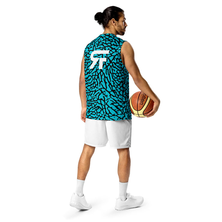 Recycled unisex basketball jersey - Elephunk - Blue/Black - Party Animals