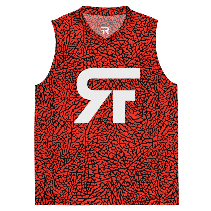 Recycled unisex basketball jersey - Elephunk - Red/Black - Party Animals