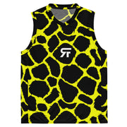 Recycled unisex basketball jersey Giraffitti - Black/Yellow - Party Animals