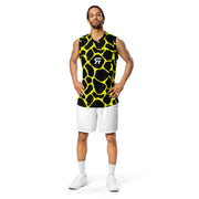 Recycled unisex basketball jersey Giraffitti - Black/Yellow - Party Animals