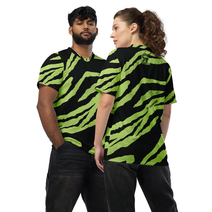 Recycled unisex sports jersey - Tiger - Green/Black - Party Animals