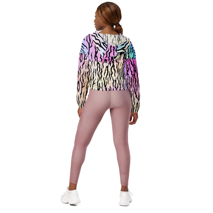Women’s cropped windbreaker - Cotton Candy - Tiger - Party Animals