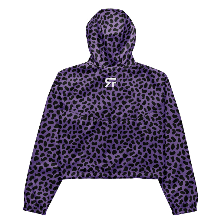 Women’s cropped windbreaker - Leopard - Purple/Black - Party Animals