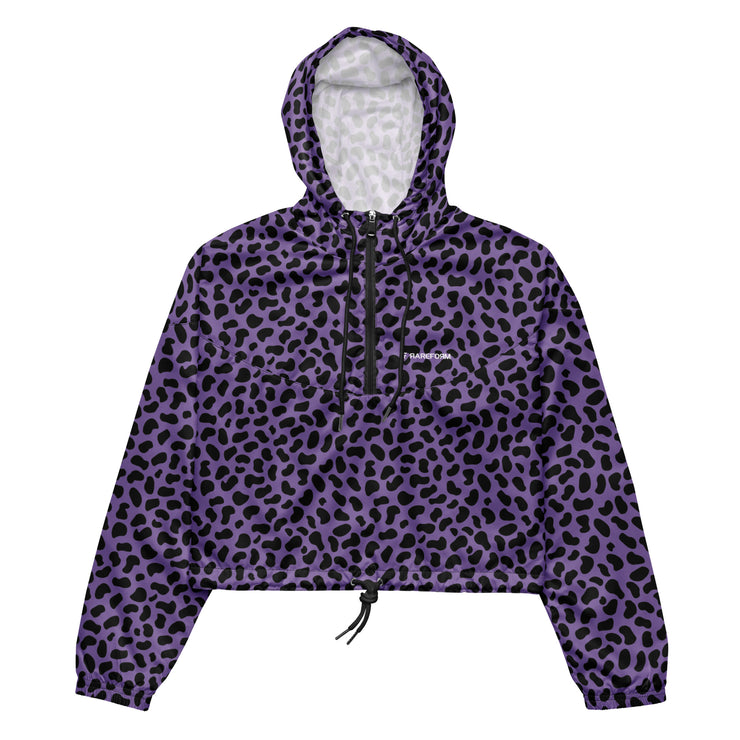 Women’s cropped windbreaker - Leopard - Purple/Black - Party Animals