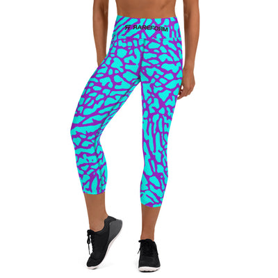 Yoga Capri Leggings - Elephunk - Blue/Purple - Party Animals