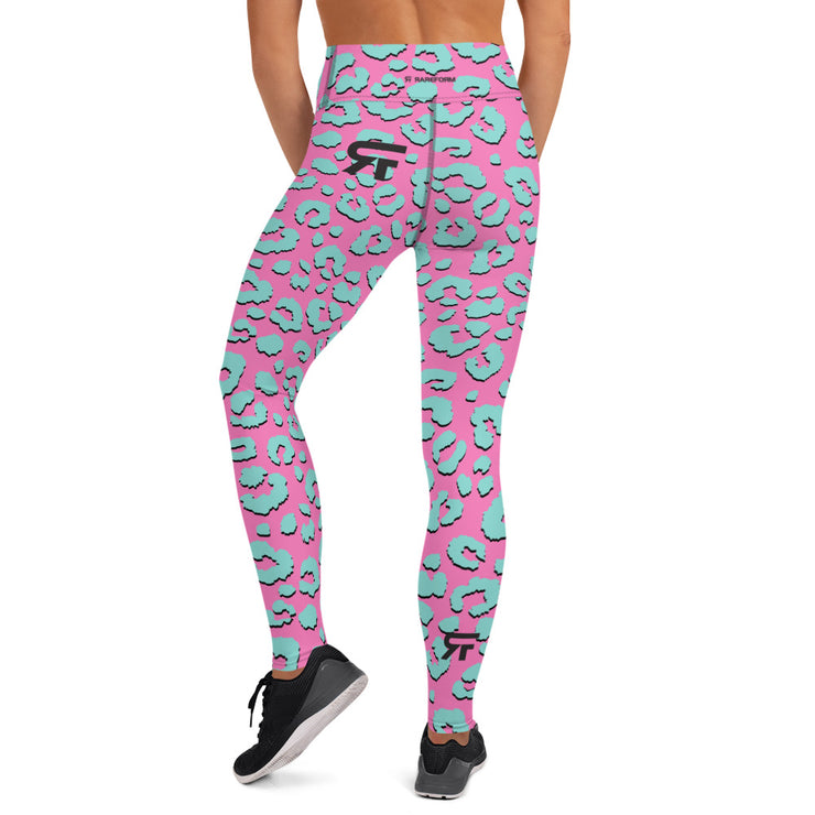 Yoga Leggings - Jaguar - Pink/Blue - Party Animals