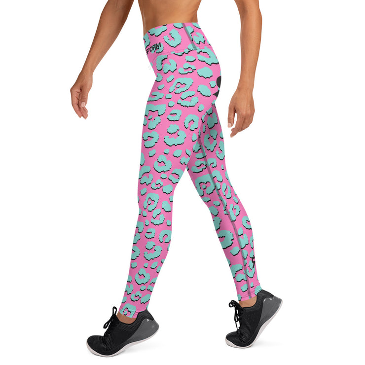 Yoga Leggings - Jaguar - Pink/Blue - Party Animals