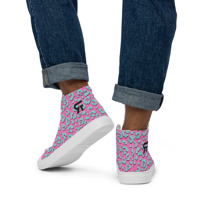 Men’s high top canvas shoes - Jaguar - Pink/Blue - Party Animals