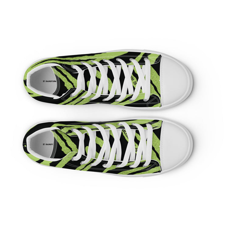 Men’s high top canvas shoes - Tiger - Black/Green - Party Animals