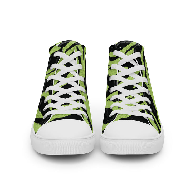 Men’s high top canvas shoes - Tiger - Black/Green - Party Animals