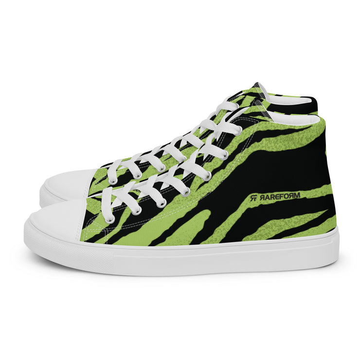 Men’s high top canvas shoes - Tiger - Black/Green - Party Animals