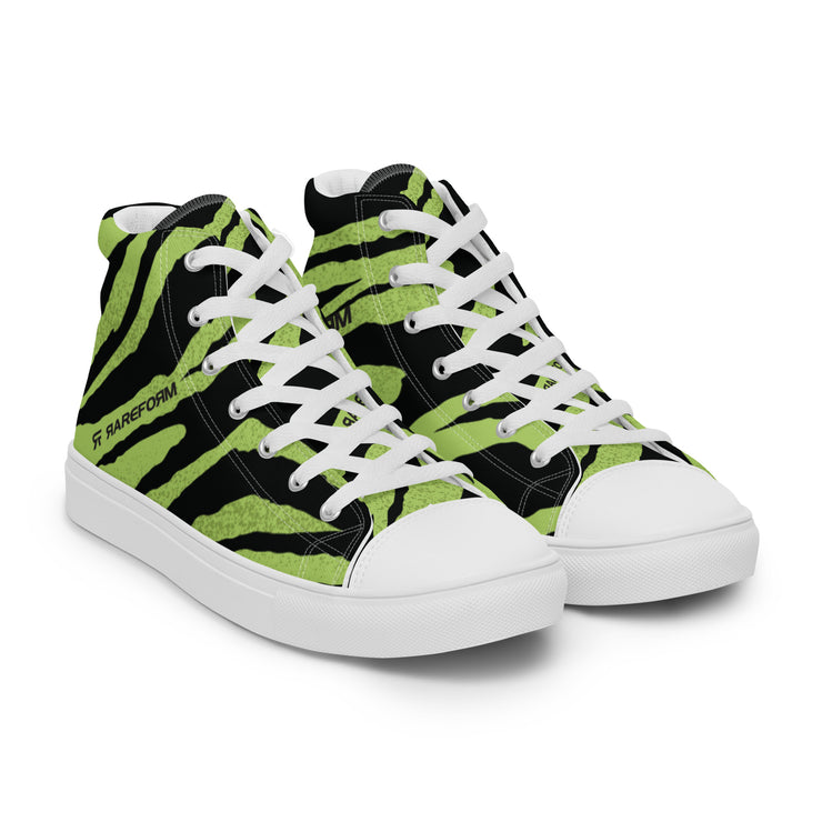 Men’s high top canvas shoes - Tiger - Black/Green - Party Animals