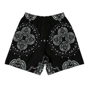 Men's Athletic Long Shorts - Black Paisley