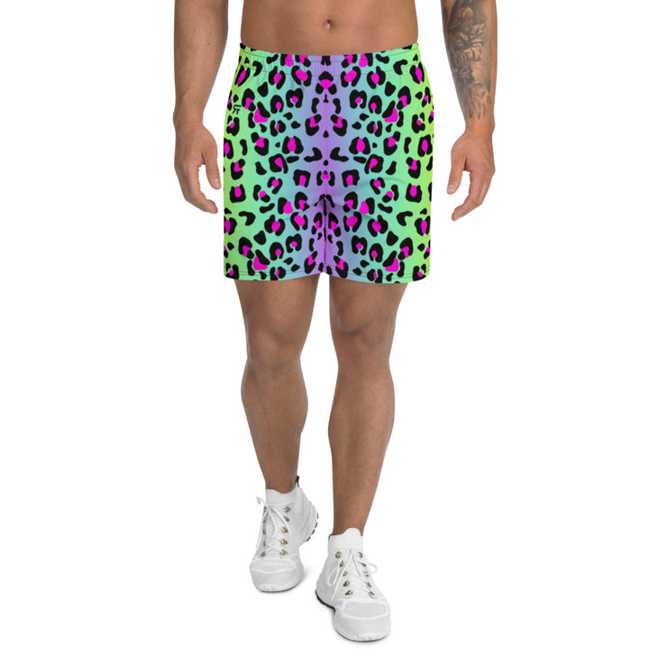 Electric Leopard Print  - Men's Athletic Long Shorts