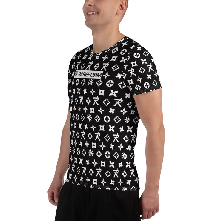 All-Over Print Men's Athletic T-shirt - Ninja Star Collection Black and White