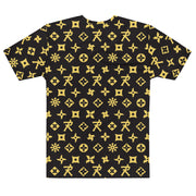 Men's T-shirt Ninja Star - all over print Blk/Gold