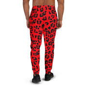 Men's Joggers Red & Black Leopard Print