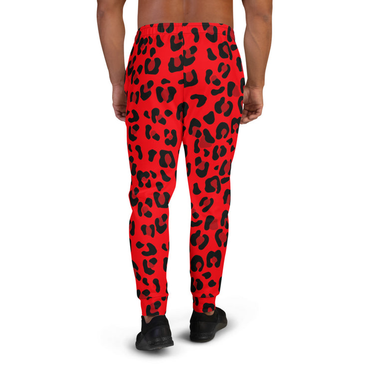 Men's Joggers Red & Black Leopard Print