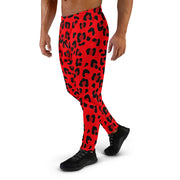 Men's Joggers Red & Black Leopard Print