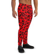 Men's Joggers Red & Black Leopard Print