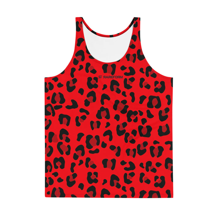 Unisex Tank Top - Red & Black Leopard Print