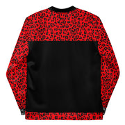 Unisex Bomber Jacket - Red & Black Leopard Print