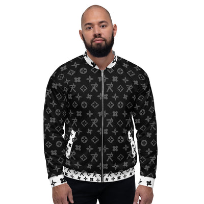 Unisex Bomber Jacket Ninja Star - All Over print White/Black AK-47