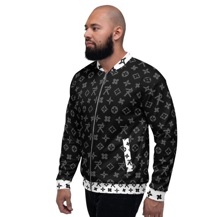 Unisex Bomber Jacket Ninja Star - All Over print White/Black AK-47