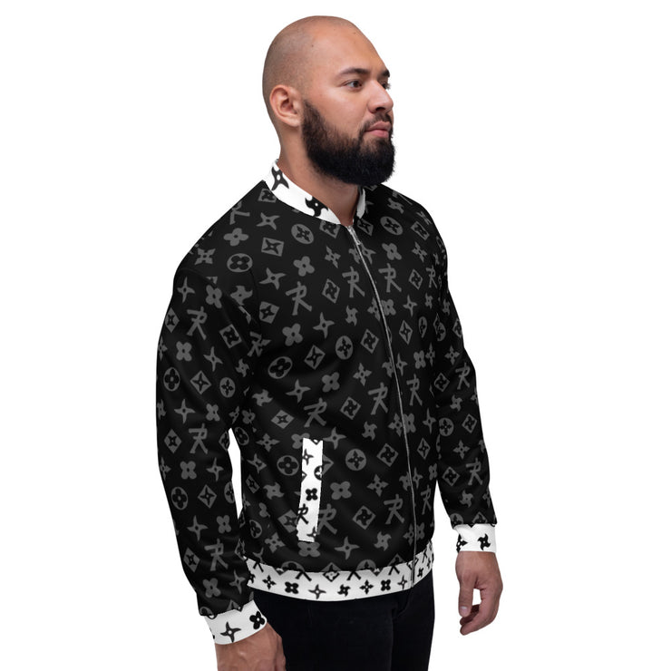 Unisex Bomber Jacket Ninja Star - All Over print White/Black AK-47