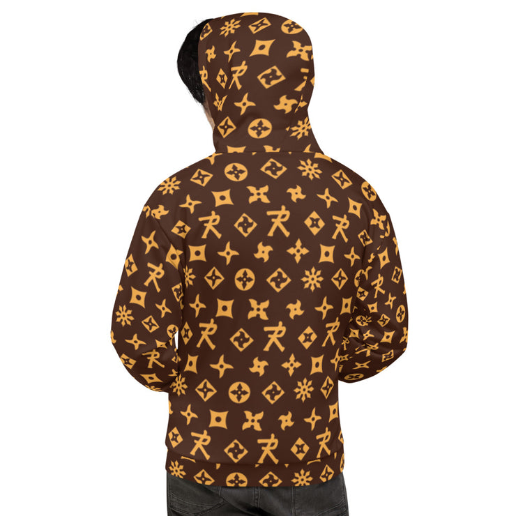 Unisex Hoodie Ninja Star - All Over print Brown/Gold