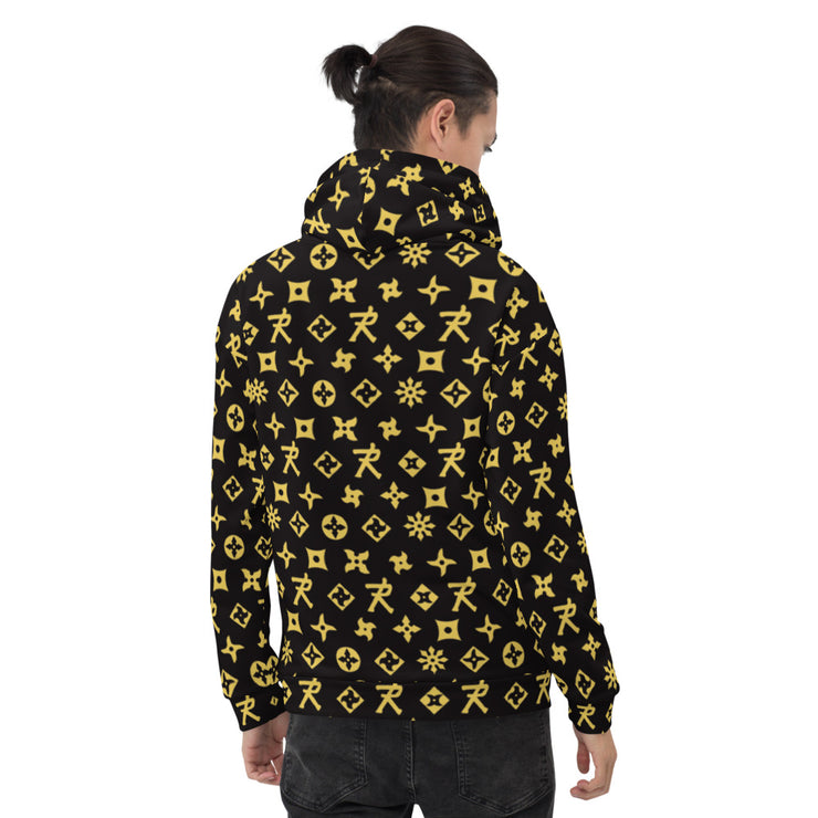 Unisex Hoodie Ninja Star - All Over print Black/Gold