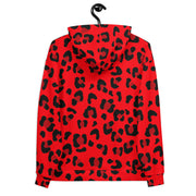 Unisex Hoodie Red & Black Leopard Print