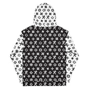 Unisex Hoodie Ninja Star Print - Mixed- Black/White