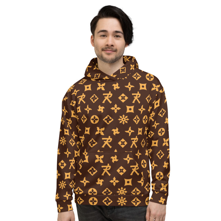 Unisex Hoodie Ninja Star - All Over print Brown/Gold