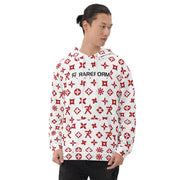 Unisex Hoodie Ninja Star - All Over Print White/Red