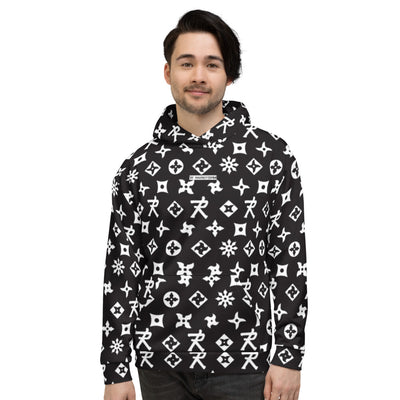 Unisex Hoodie Ninja Star - All over print Black/White