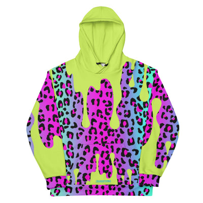 Unisex Hoodie - Electric Leopard Print Drip