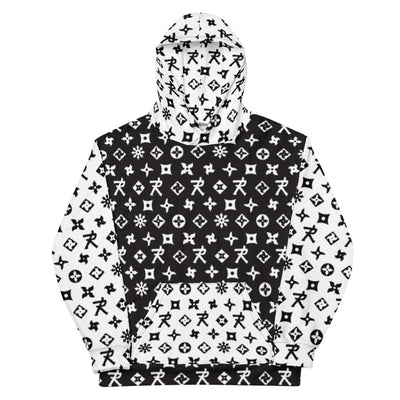 Unisex Hoodie Ninja Star Print - Mixed- Black/White